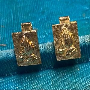 💚 Vintage Gold Tone Prayer Cufflinks